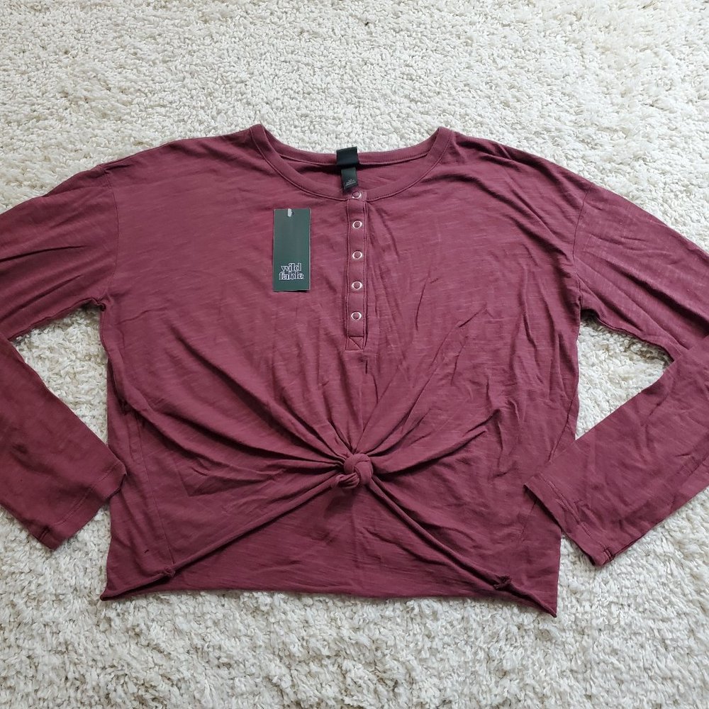 Wild Fable Long Sleeve Shirt XS Red Cotton #3-011